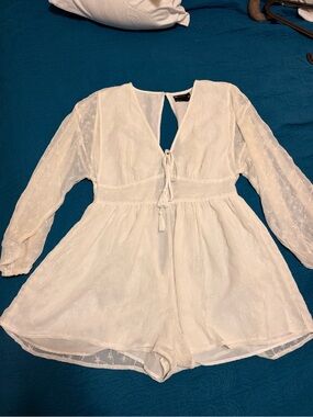 ASOS White Long Sleeve Lace Romper